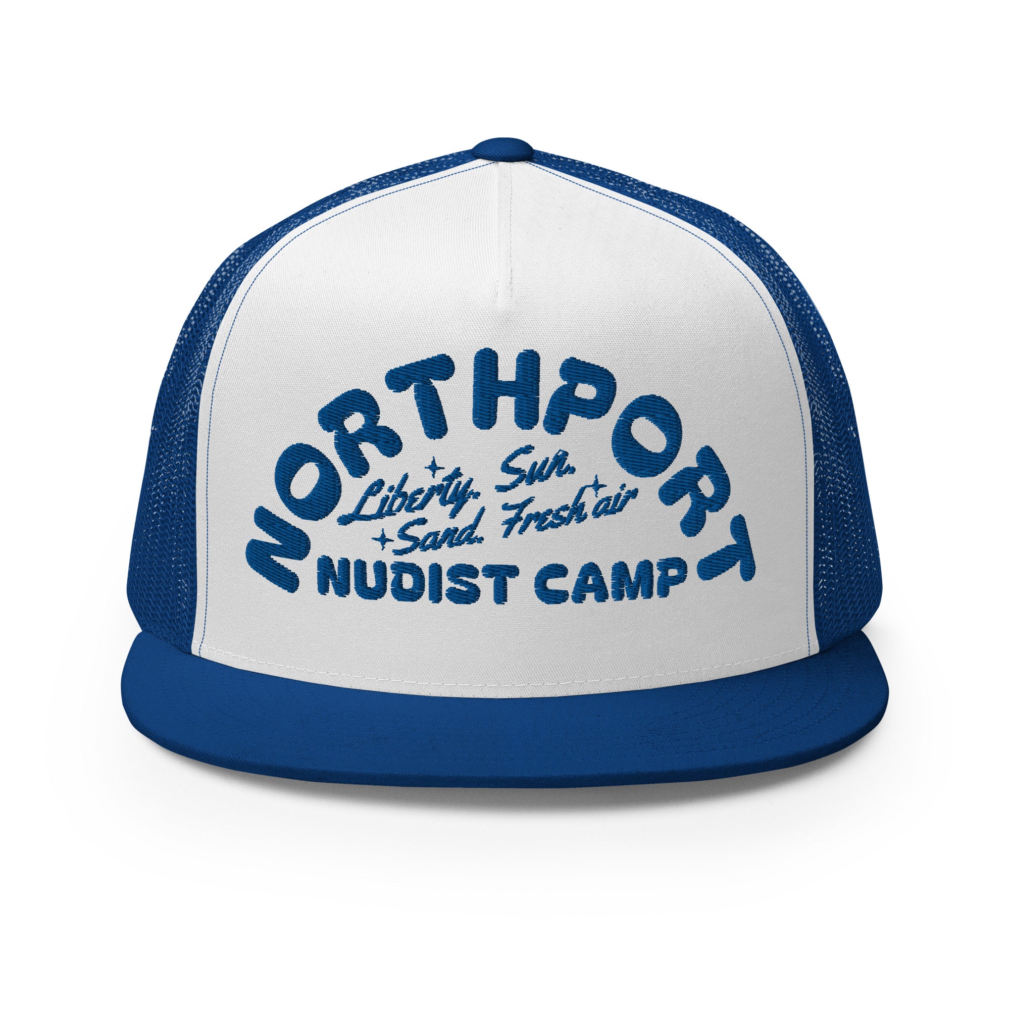 Northport Nudist Camp Embroidered Classic Trucker Cap - Royal Blue hat / cap Enjoy Michigan Default Title