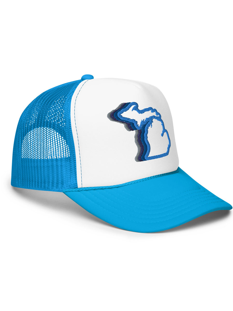 Michigan 70's Embroidered Foam Trucker Hat - Light Blue hat / cap Enjoy Michigan