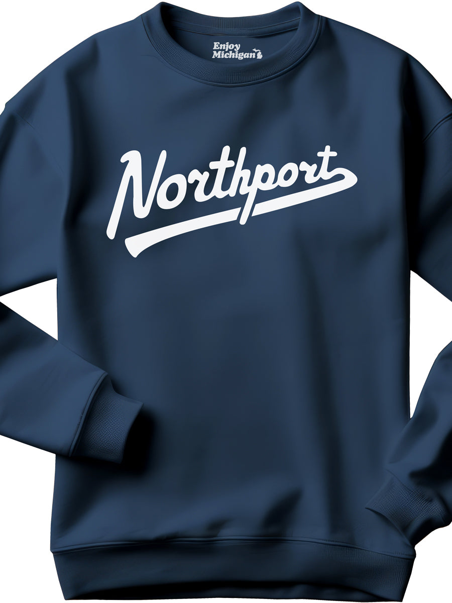 Northport Script Premium Sweatshirt - Navy / White sweatshirt Enjoy Michigan