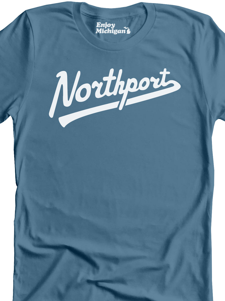Northport Script Unisex T-shirt - Lake Blue t-shirt Enjoy Michigan