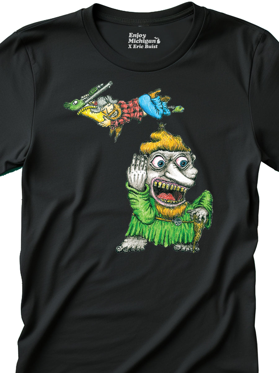 Michigan Yooper Troll Unisex T-shirt - Black t-shirt Enjoy Michigan