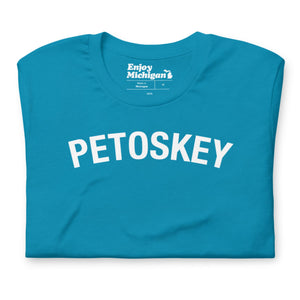 Petoskey Unisex T-shirt  Enjoy Michigan Aqua S 