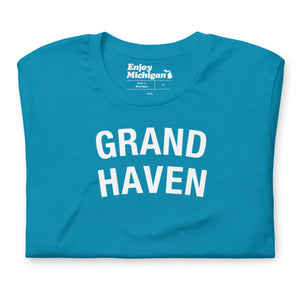Grand Haven Unisex T-shirt  Enjoy Michigan Aqua S 