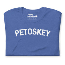 Load image into Gallery viewer, Petoskey Unisex T-shirt  Enjoy Michigan Heather True Royal S 