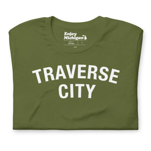 Traverse City Unisex T-shirt  Enjoy Michigan Olive S 
