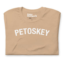 Load image into Gallery viewer, Petoskey Unisex T-shirt  Enjoy Michigan Tan S 