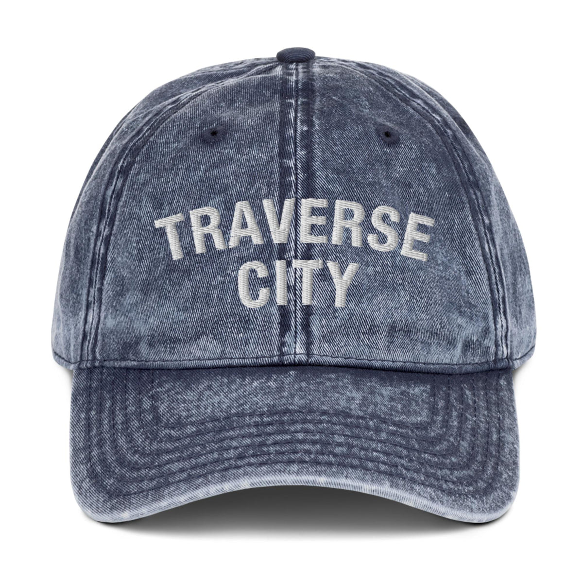 Traverse City Vintage Cotton Twill Cap  Enjoy Michigan Navy