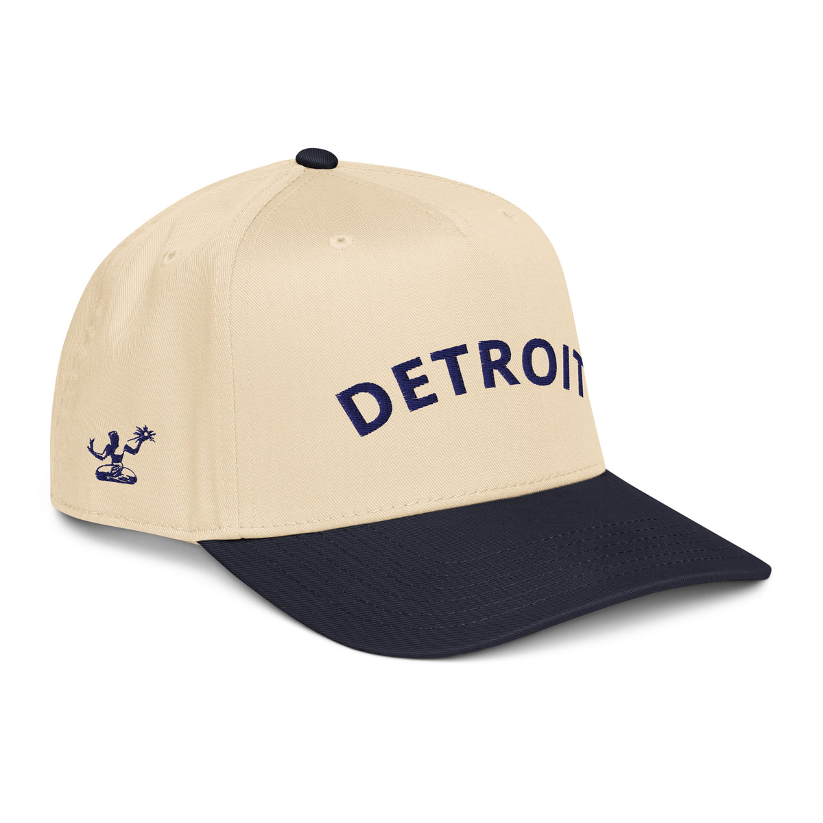 Detroit Classic Embroidered 5-Panel Cap - Creme / Navy Enjoy Michigan