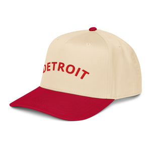 Detroit Classic Embroidered 5-Panel Cap - Creme / Red Enjoy Michigan