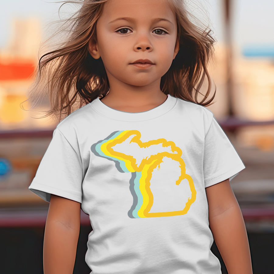 Michigan 70's Toddler Short Sleeve Tee - White t-shirt Enjoy Michigan   