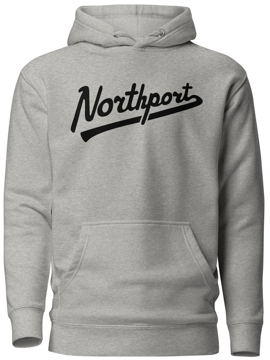 Northport Script Premium Pullover Unisex Hoodie - Carbon Gray / Black hoodie Enjoy Michigan