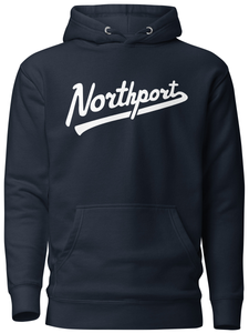 Northport Script Premium Pullover Unisex Hoodie - Navy / White hoodie Enjoy Michigan
