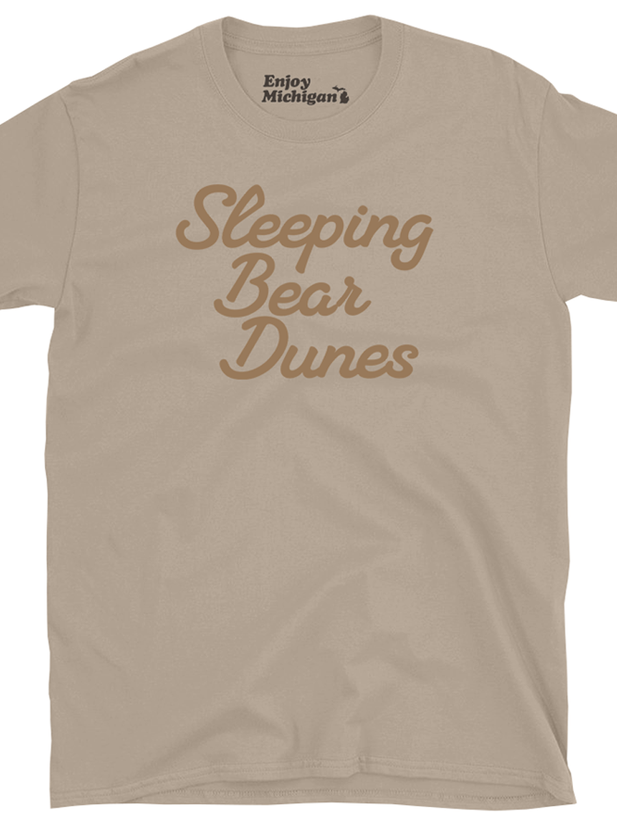 Sleeping Bear Dunes Women's Relaxed Premium T-Shirt - Heather Stone / Brown Enjoy Michigan