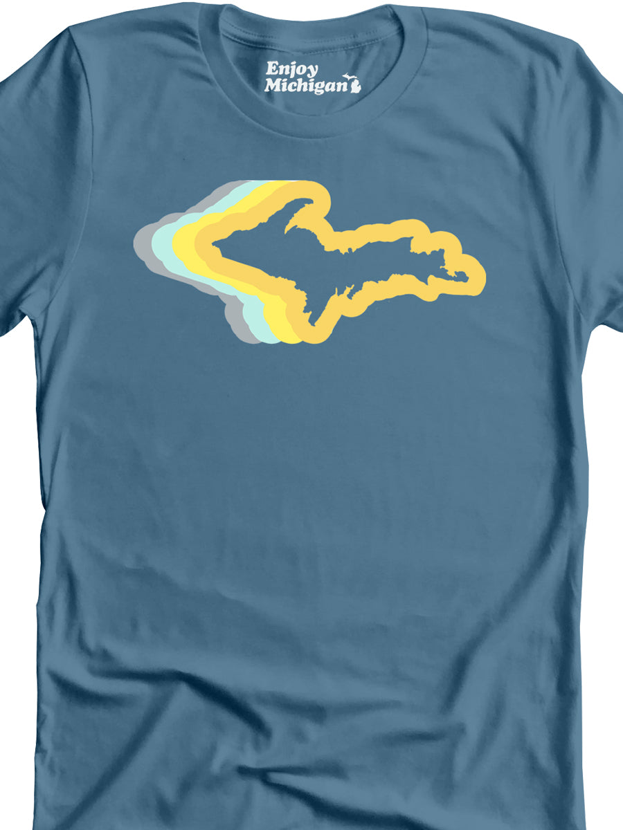 Upper Peninsula 70's Premium T-shirt - Lake Blue t-shirt Enjoy Michigan   