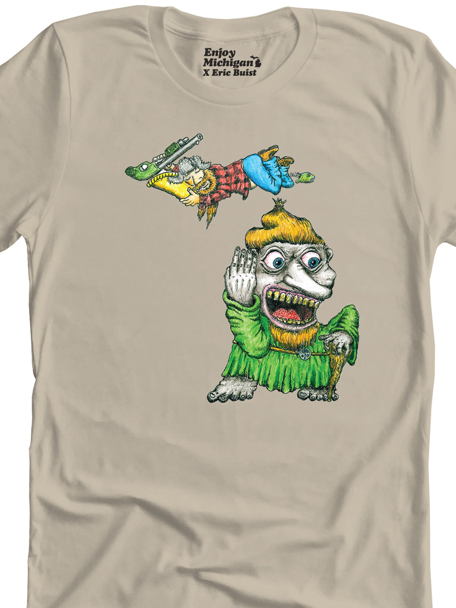 Michigan Yooper Troll Unisex T-shirt - Sand t-shirt Enjoy Michigan   