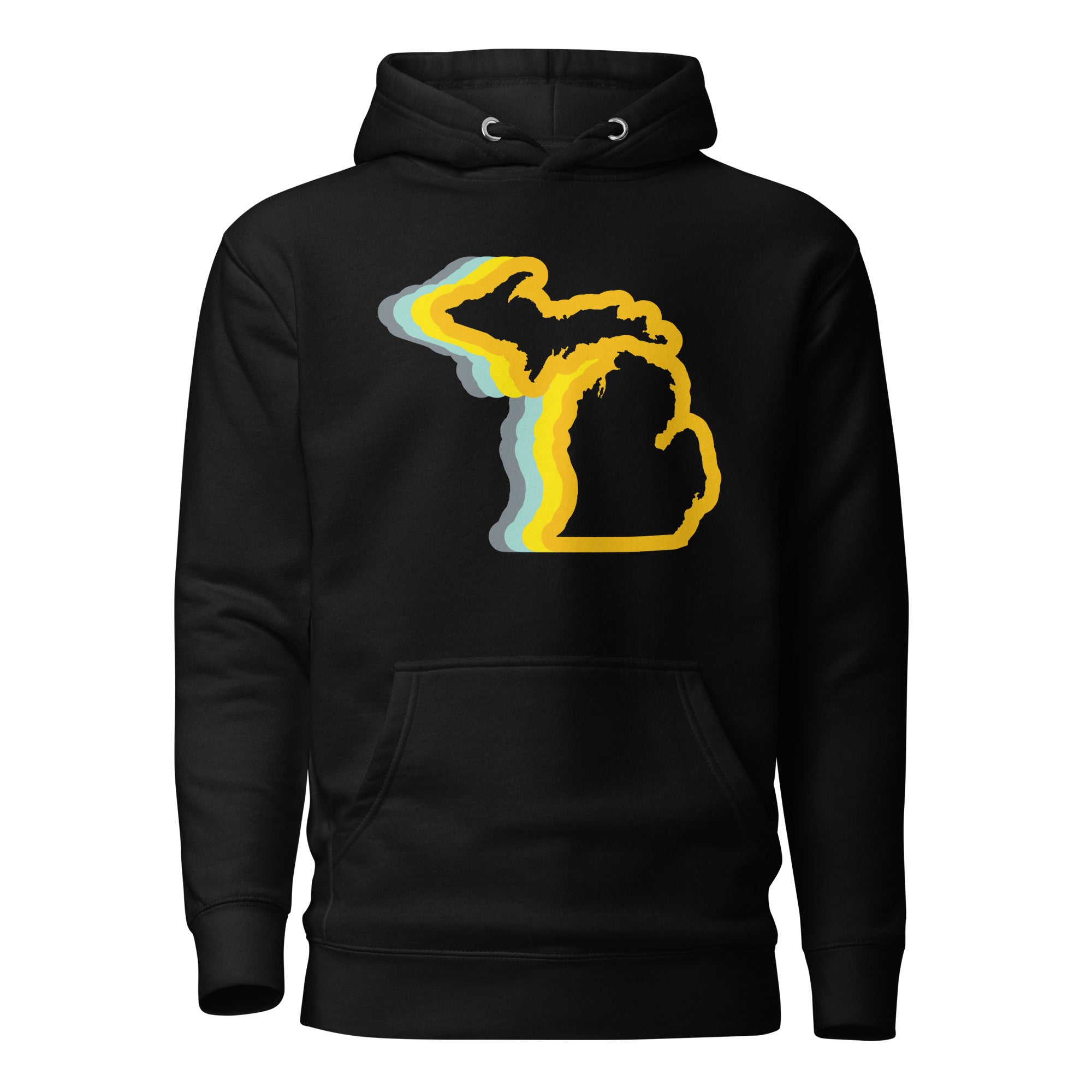 Michigan 70's Premium Pullover Unisex Hoodie - Black / Gold Color Wave hoodie Enjoy Michigan