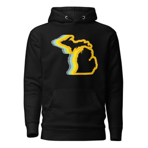Michigan 70's Premium Pullover Unisex Hoodie - Black / Gold Color Wave hoodie Enjoy Michigan