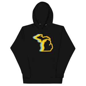 Michigan 70's Premium Pullover Unisex Hoodie - Black / Gold Color Wave hoodie Enjoy Michigan