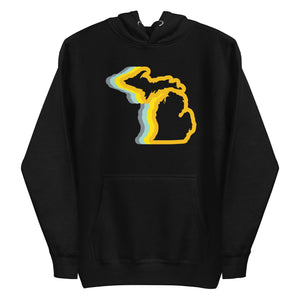 Michigan 70's Premium Pullover Unisex Hoodie - Black / Gold Color Wave hoodie Enjoy Michigan