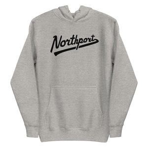 Northport Script Premium Pullover Unisex Hoodie - Carbon Gray / Black hoodie Enjoy Michigan