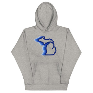 Michigan 70's Premium Pullover Unisex Hoodie - Carbon Gray / Dark Blue Color Wave hoodie Enjoy Michigan