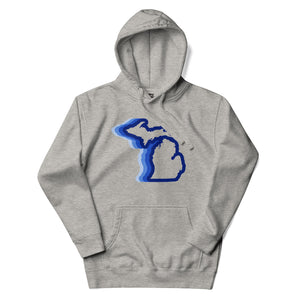 Michigan 70's Premium Pullover Unisex Hoodie - Carbon Gray / Dark Blue Color Wave hoodie Enjoy Michigan