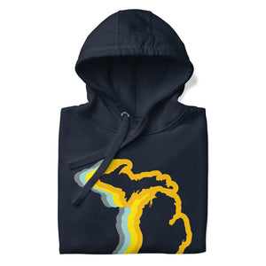 Michigan 70's Premium Pullover Unisex Hoodie - Navy / Gold Color Wave hoodie Enjoy Michigan