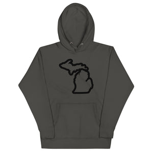 Michigan Outline Premium Pullover Unisex Hoodie - Vintage Black / Black hoodie Enjoy Michigan