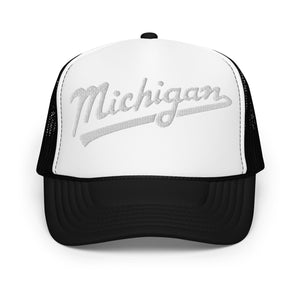 Michigan Script Foam Trucker Hat - Black  Enjoy Michigan Black / White / Black  