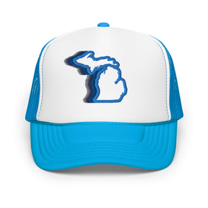Michigan 70's Embroidered Foam Trucker Hat - Light Blue hat / cap Enjoy Michigan Default Title  