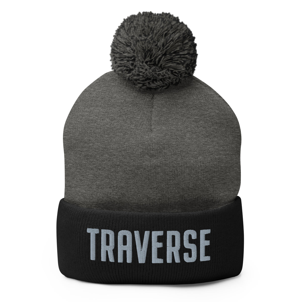 Traverse Embroidered Pom-Pom Beanie - Black / Dark Heather Enjoy Michigan Default Title
