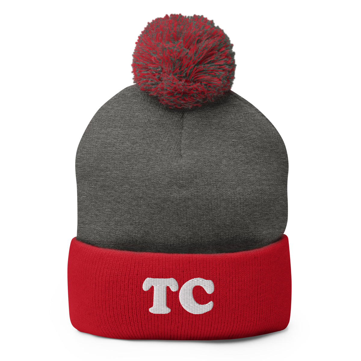 TC Embroidered Pom-Pom Beanie - Red / Dark Heather Enjoy Michigan Default Title