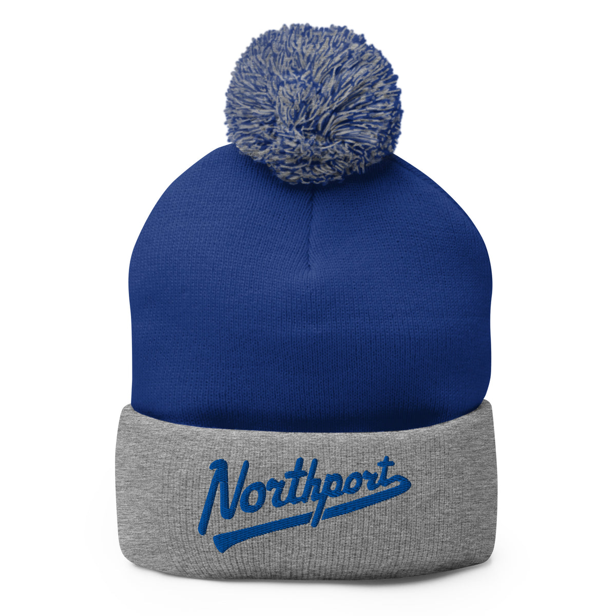 Northport Script Embroidered Pom-Pom Beanie - Blue / Gray Enjoy Michigan Default Title