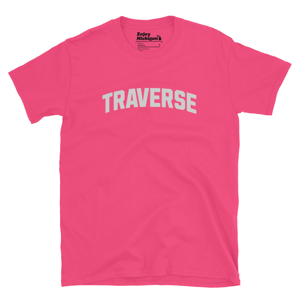 Traverse Women's Premium T-Shirt - Hot Pink / Light Gray Enjoy Michigan S
