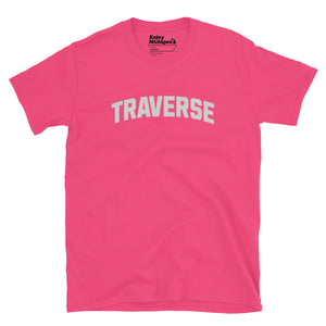 Traverse Women's Premium T-Shirt - Hot Pink / Light Gray Enjoy Michigan S