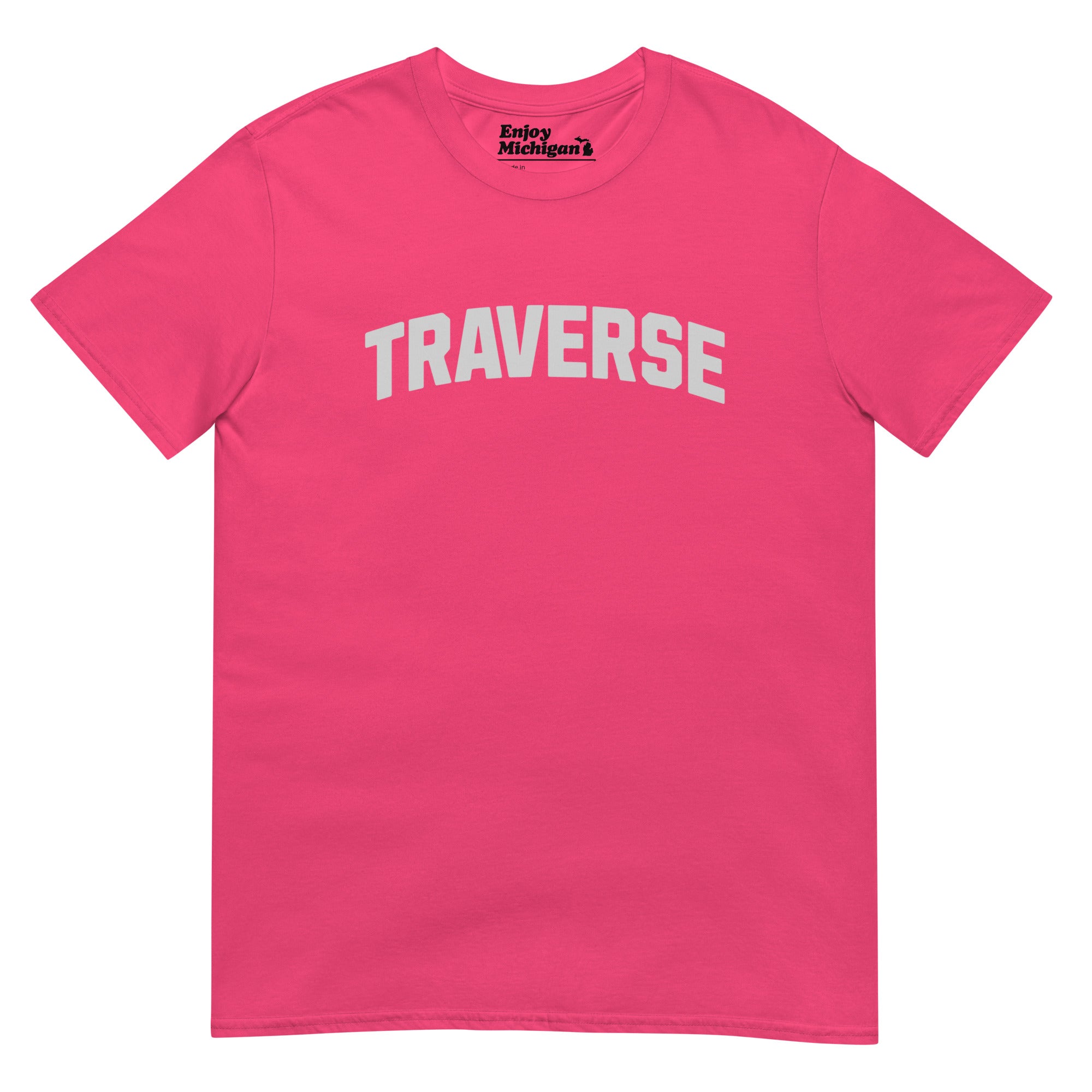 Traverse Women's Premium T-Shirt - Hot Pink / Light Gray Enjoy Michigan