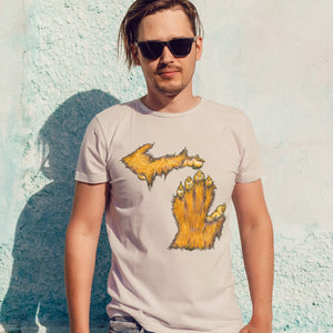 Michigan Bigfoot Hand Unisex T-Shirt - Soft Cream  Enjoy Michigan   