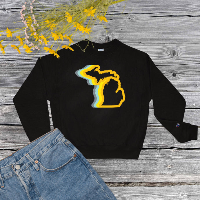 Men's Champion Michigan 70's Premium Black Sweatshirt  Enjoy Michigan S  