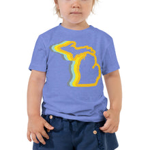 Load image into Gallery viewer, Michigan 70&#39;s Toddler Short Sleeve Tee  Enjoy Michigan Heather Columbia Blue 2T 