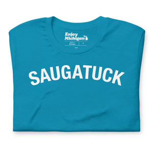 Saugatuck Unisex T-shirt Apparel & Accessories Enjoy Michigan Aqua S 