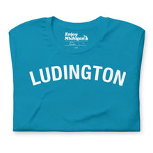 Load image into Gallery viewer, Ludington Unisex T-shirt  Enjoy Michigan Aqua S 