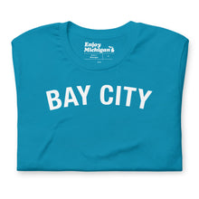 Load image into Gallery viewer, Bay City Unisex T-shirt  Enjoy Michigan Aqua S 