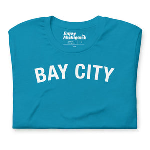 Bay City Unisex T-shirt  Enjoy Michigan Aqua S 