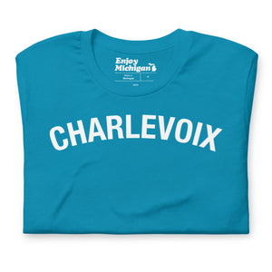 Charlevoix Unisex T-shirt  Enjoy Michigan Aqua S 
