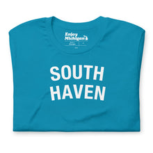 Load image into Gallery viewer, South Haven Unisex T-shirt  Enjoy Michigan Aqua S 