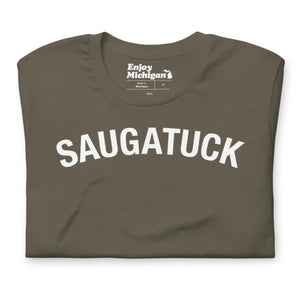Saugatuck Unisex T-shirt Apparel & Accessories Enjoy Michigan Army S 