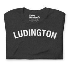 Load image into Gallery viewer, Ludington Unisex T-shirt  Enjoy Michigan Dark Grey Heather S 