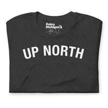 Load image into Gallery viewer, Up North Unisex T-shirt  Enjoy Michigan Dark Grey Heather S 