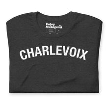 Load image into Gallery viewer, Charlevoix Unisex T-shirt  Enjoy Michigan Dark Grey Heather S 