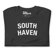 Load image into Gallery viewer, South Haven Unisex T-shirt  Enjoy Michigan Dark Grey Heather S 